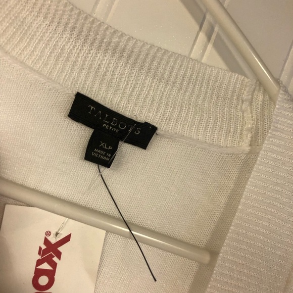 Talbots Women's White Cardigan Sweater Open Front Lightweight XL Petite NWT - Picture 4 of 5